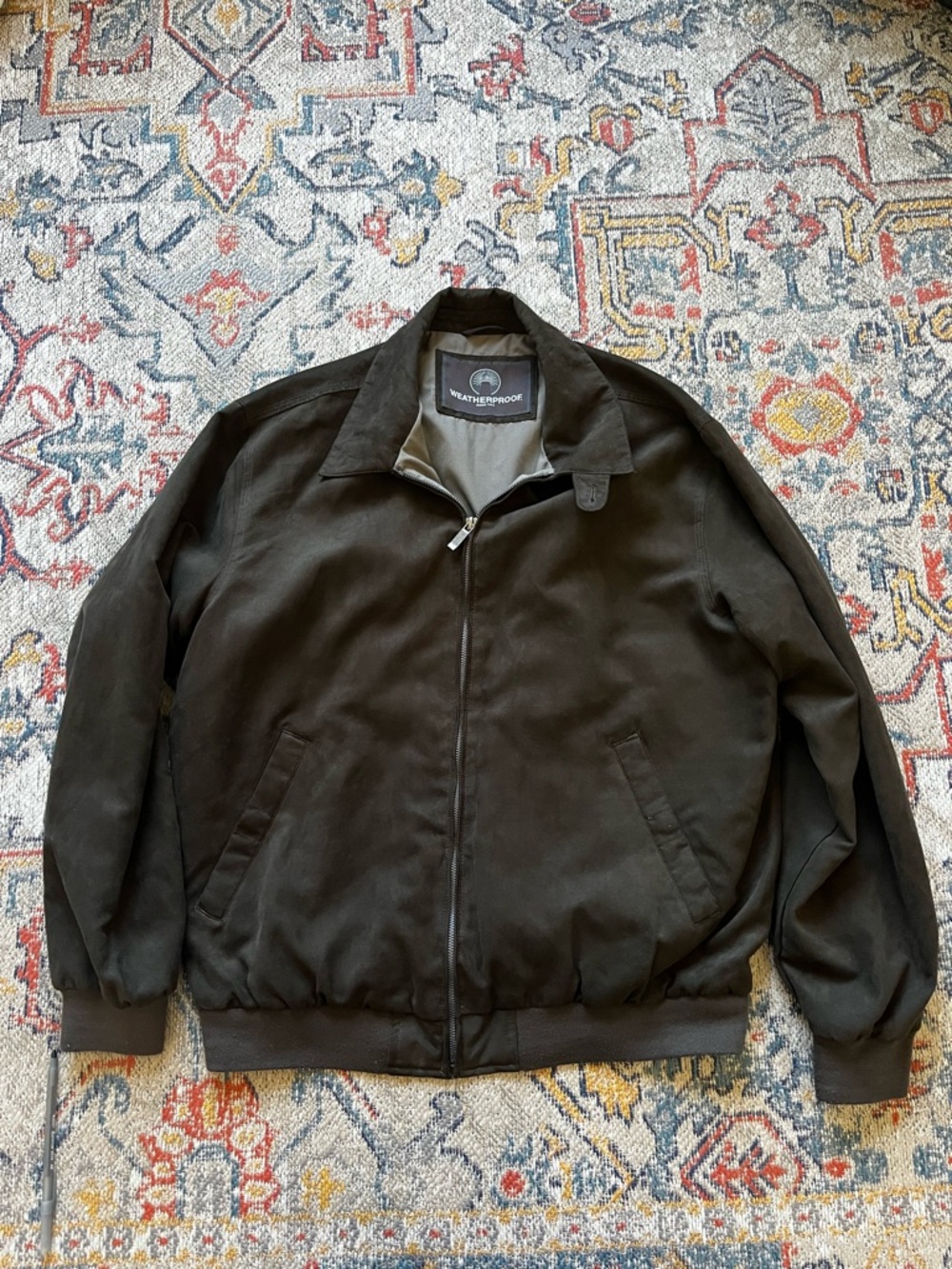 Weatherproof Men's Dark Olive Green Bomber Jacket with Zip
